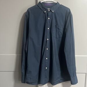 Colours Alexander Julian Mens Long Sleeve Button Down T-Shirt Navy Blue Size XL